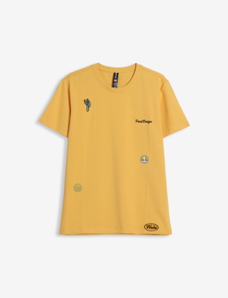 Mymera yellow cotton half sleeve t shirt
