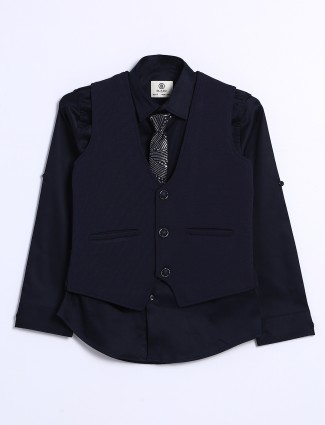 Navy silk waistcoat with shirt