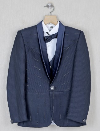 Navy terry rayon reception wear coat suit