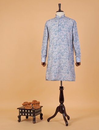 Newest light blue cotton kurta suit