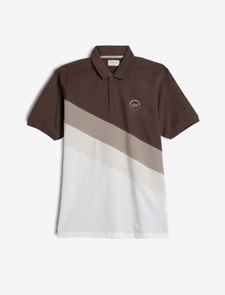 OCTAVE brown color block t-shirt