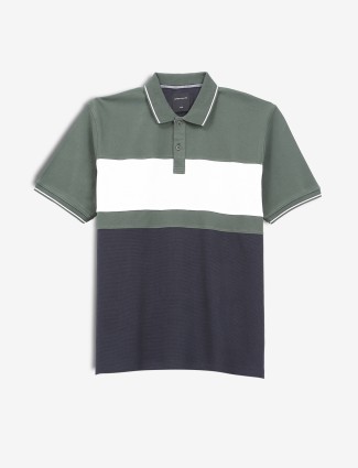 OCTAVE green cotton color block t-shirt