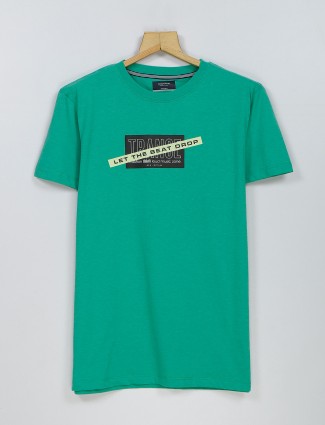 Octave green cotton printed t shirt