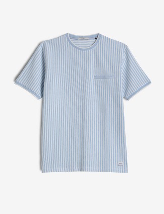 OCTAVE sky blue stripe cotton t-shirt