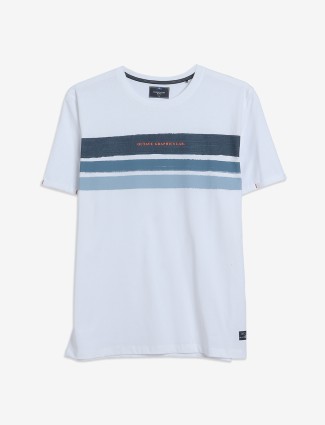 Octave white cotton printed t-shirt