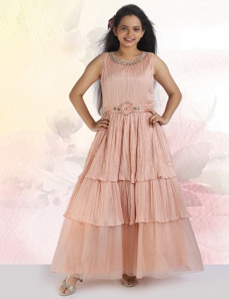 Onion pink color georgette wedding waer gown