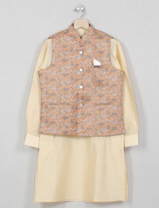 Orange cotton silk festive wear waistcoat set
