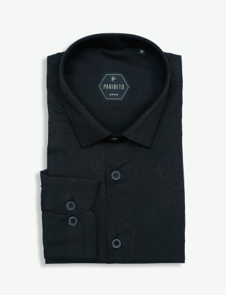 Paribito black printed cotton shirt