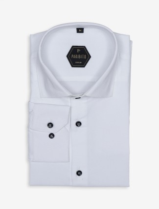 Paribito plain white cotton party shirt