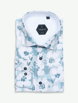 Paribito white and blue shirt in cotton