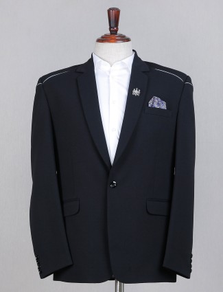 Party wear navy terry rayon solid blazer