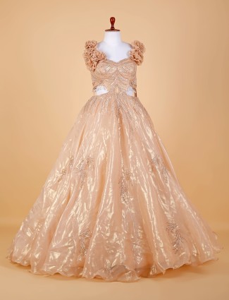Peach organza designer gown
