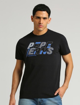 PEPE JEANS black brand name t-shirt