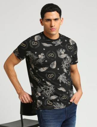 PEPE JEANS black printed round neck t-shirt