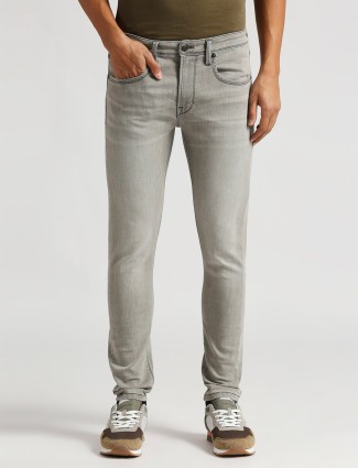 PEPE JEANS light grey solid skinny fit jeans
