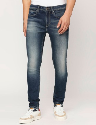 Pepe Jeans navy washed mid rise skinny jeans