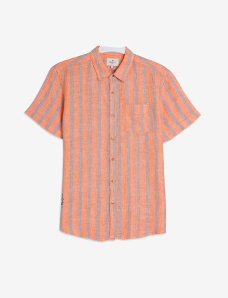 PEPE JEANS orange stripe half sleeve shirt
