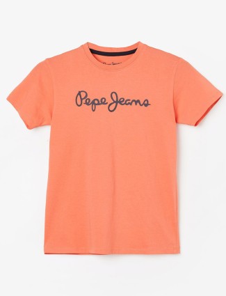 PEPE JEANS peach cotton half sleeves t-shirt