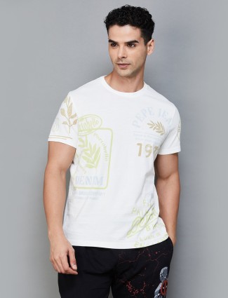 PEPE JEANS casual white printed t-shirt