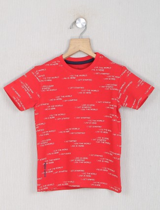 Pepe jeans red shade cotton t-shirt for boys