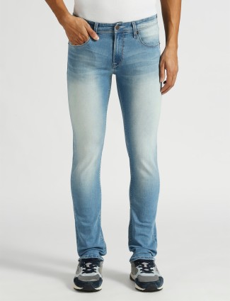 PEPE JEANS sky blue washed slim fit jeans