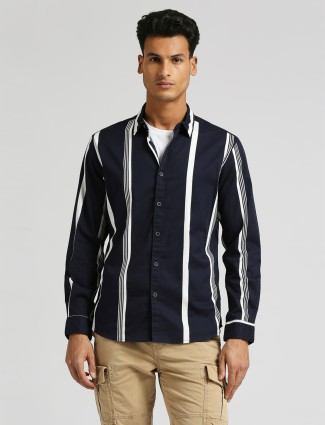 PEPE JEANS stripe navy cotton shirt