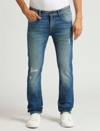 PEPE JEANS washed blue slim fit jeans