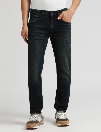PEPE JEANS washed slim taper fit black jeans 