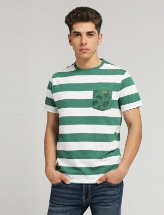 PEPE JEANS white and green stripe t-shirt