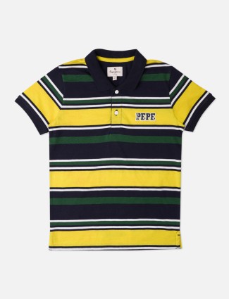 Pepe Jeans yellow and navy stripe cotton t shirt