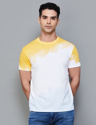 PEPE JEANS yellow and white cotton t-shirt