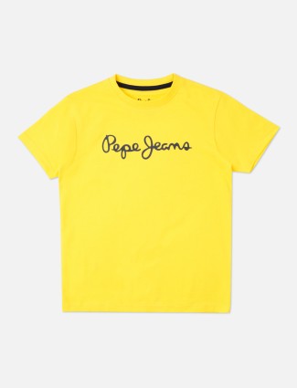 PEPE JEANS yellow cotton round neck t-shirt