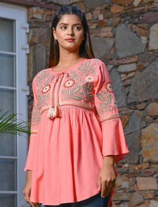 Pink cotton tunic top
