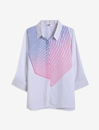 Pink Nine white and pink printed casual shirt