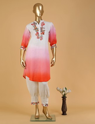 Pink shaded cotton linen printed co ord set