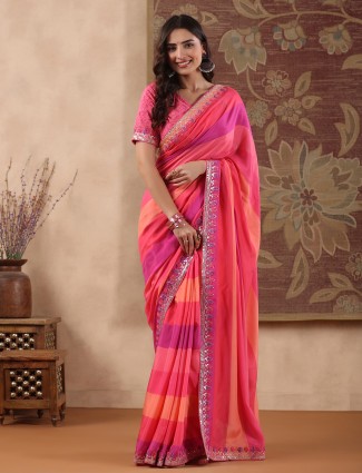 Pink Saree with Blouse Design - Online Saree Sri Lanka-sgquangbinhtourist.com.vn