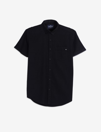 PIONEER cotton texture black shirt