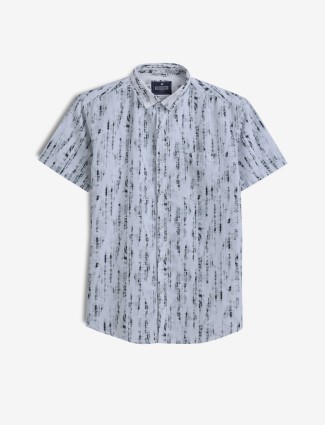 PIONEER grey printed linen shirt