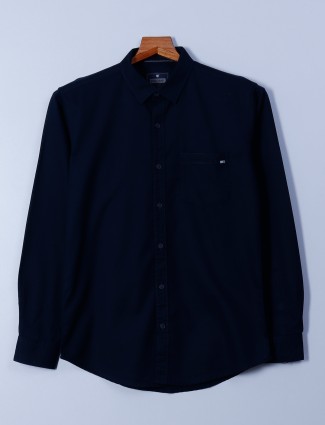 Pioneer navy cotton plain shirt
