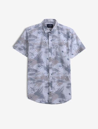 PIONEER white and grey printed shirt