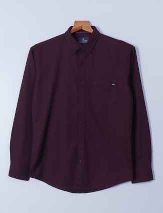 Pioneer wine plain cotton shirt