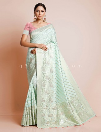 Powder blue dola silk saree for wedding events