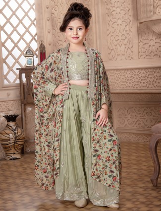 Pista green jacket style palazzo suit