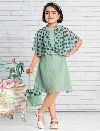 Pista green lycra frock for casual