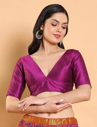 Plain silk Purple blouse