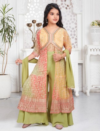 Printed georgette multi color palazzo suit