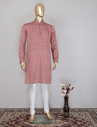 Printed maroon kurta suit for festivals