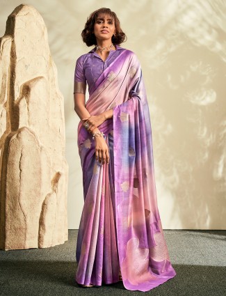 Purple shaded digital print saree