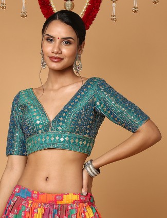 Rama green embroidery blouse