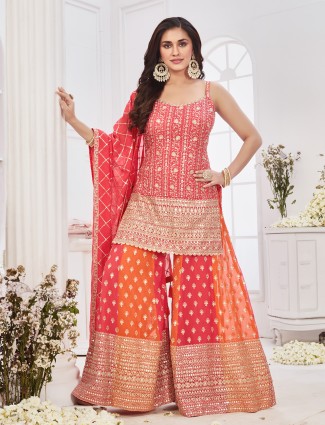 Rani georgette palazzo suit with dupatta